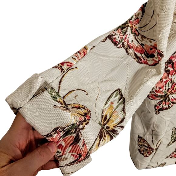Alfred Dunner Butterfly Jacket Plus Sz 16 Ivory Brocade Textured Cottage Career - Picture 13 of 16